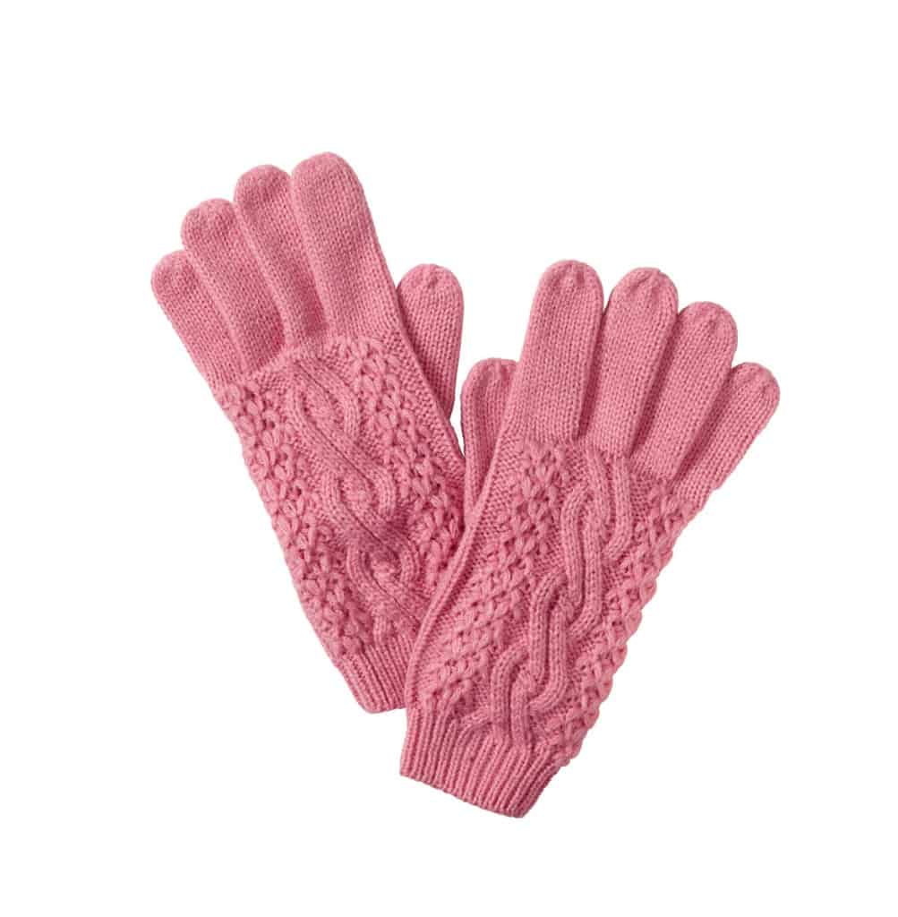 guanti di lana rosa da donna
