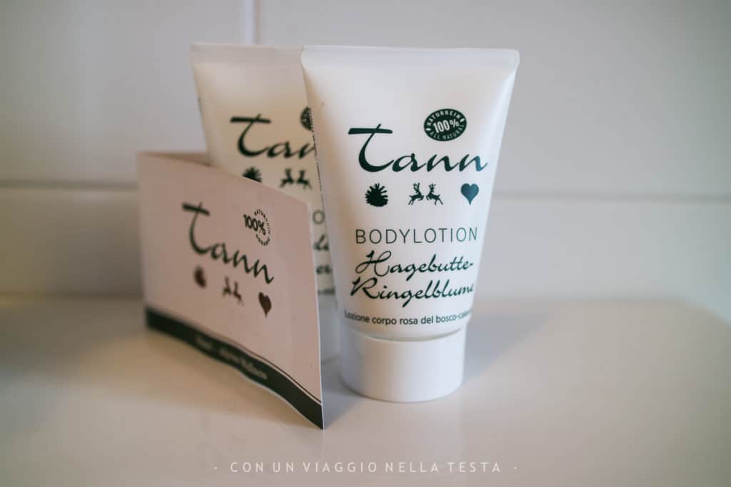 Le amenities dell'Hotel Tann a base di essenze naturali